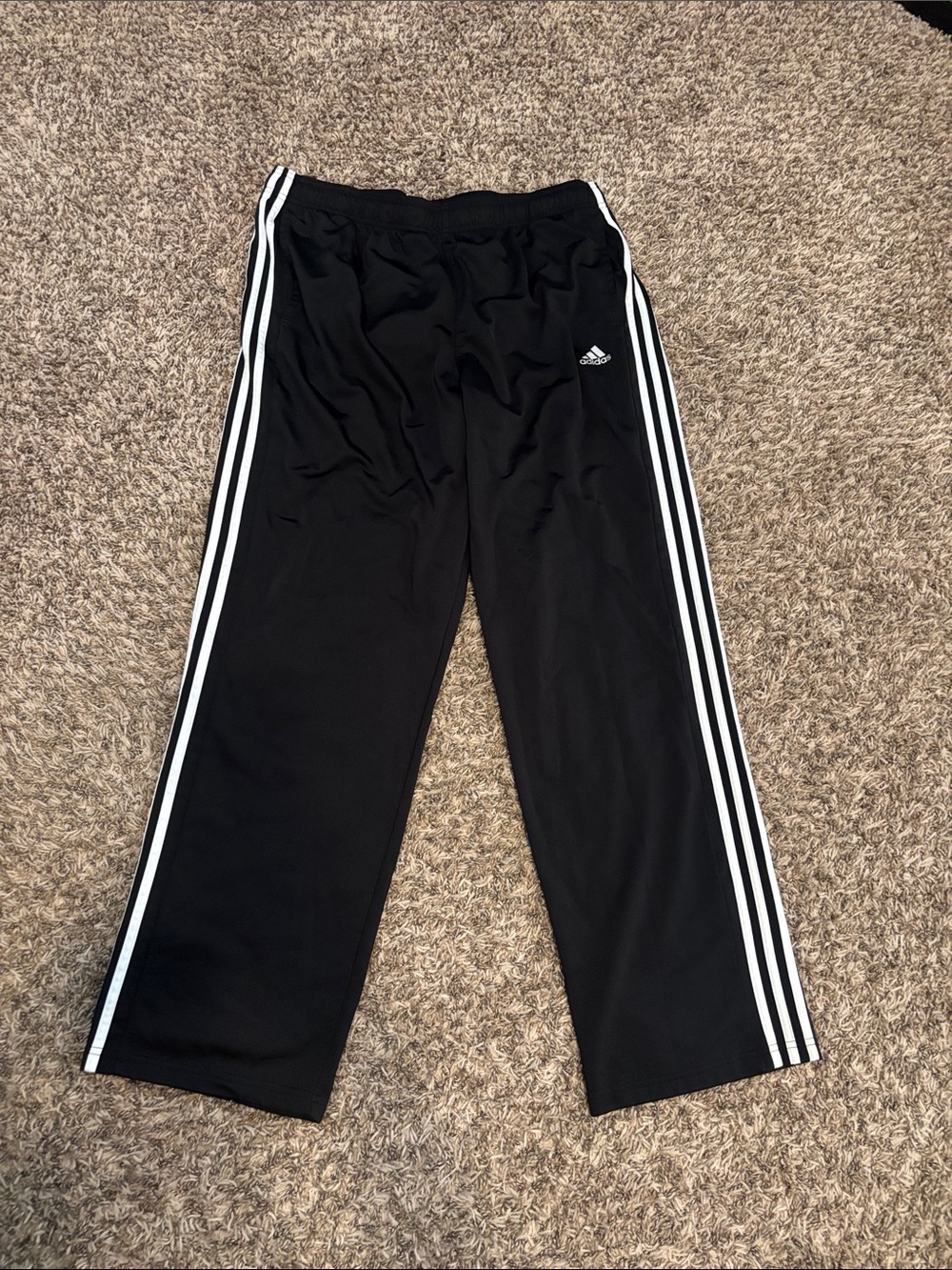 adidas Black Track Pants with White Three-Stripes Mens 2X
